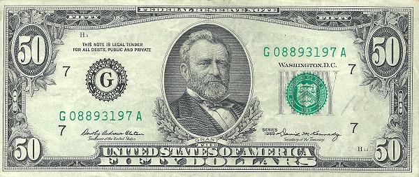 UNITED STATES OF AMERICA 50 Dollars 1969 Pick 453 collectible banknote