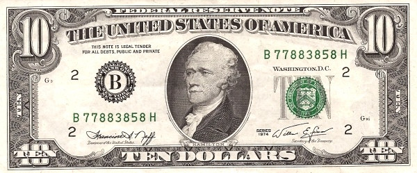 UNITED STATES OF AMERICA 10 Dollars 1974 Pick 457 collectible banknote