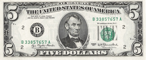 UNITED STATES OF AMERICA 5 Dollars 1977 Pick 463 collectible banknote