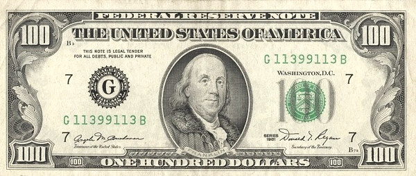 UNITED STATES OF AMERICA 100 Dollars 1981 Pick 473 collectible banknote