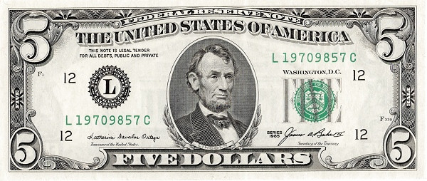UNITED STATES OF AMERICA 5 Dollars 1985 Pick 475 collectible banknote
