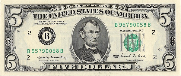UNITED STATES OF AMERICA 5 Dollars 1988 Pick 481 collectible banknote