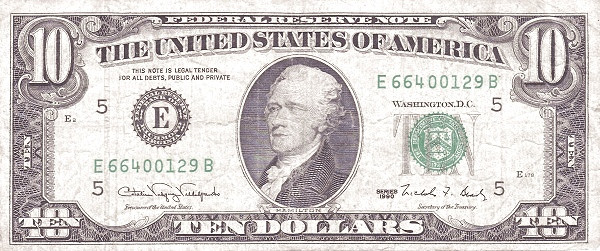 UNITED STATES OF AMERICA 10 Dollars 1990 Pick 486 collectible banknote