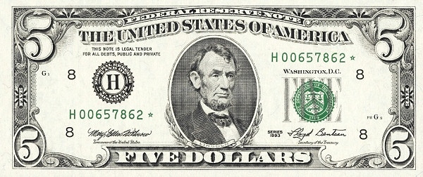 UNITED STATES OF AMERICA 5 Dollars 1993 Pick 491 collectible banknote