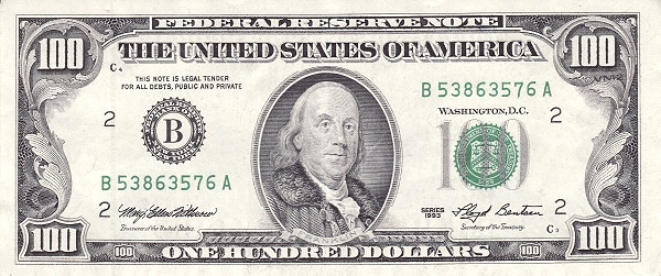 UNITED STATES OF AMERICA 100 Dollars 1993 Pick 495 collectible banknote