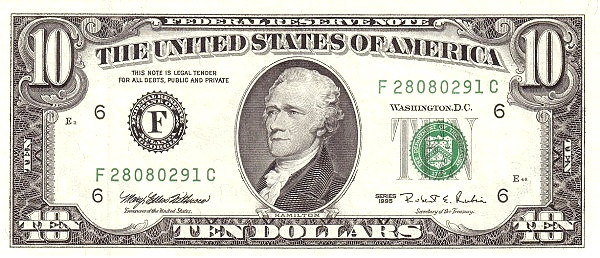 UNITED STATES OF AMERICA 10 Dollars 1995 Pick 499 collectible banknote