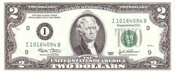 UNITED STATES OF AMERICA 2 Dollars 2003 Pick 516 collectible banknote