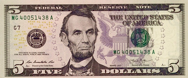 UNITED STATES OF AMERICA 5 Dollars 2013 Pick 539 collectible banknote