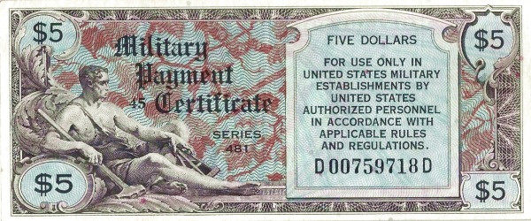 UNITED STATES OF AMERICA 5 Dollars 1951 Pick M27 collectible banknote