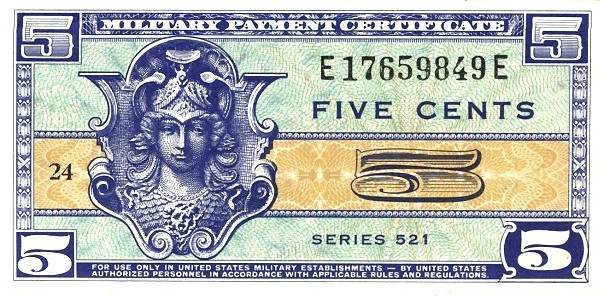 UNITED STATES OF AMERICA 5 Cents 1954 Pick M29 collectible banknote