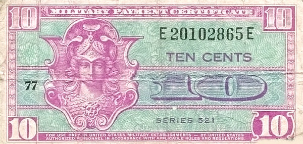 UNITED STATES OF AMERICA 10 Cents 1954 Pick M30 collectible banknote