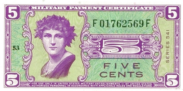 UNITED STATES OF AMERICA 5 Cents 1958 Pick M36 collectible banknote