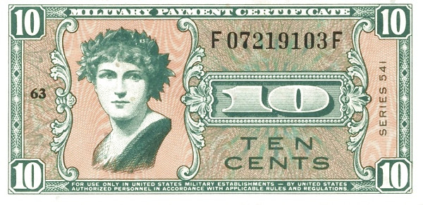 UNITED STATES OF AMERICA 10 Cents 1958 Pick M37 collectible banknote