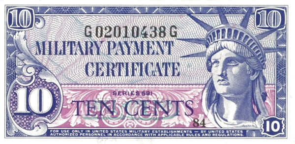 UNITED STATES OF AMERICA 10 Cents 1961 Pick M44 collectible banknote