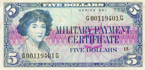 UNITED STATES OF AMERICA 5 Dollars 1961 Pick M48 collectible banknote