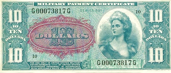 UNITED STATES OF AMERICA 10 Dollars 1961 Pick M49 collectible banknote