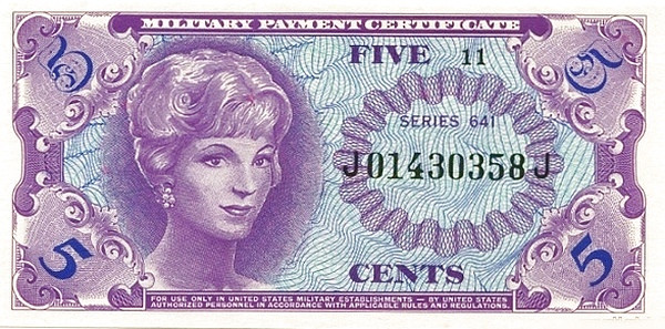UNITED STATES OF AMERICA 5 Cents 1965 Pick M57 collectible banknote
