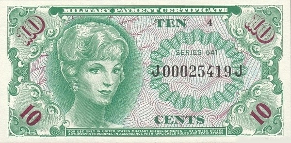 UNITED STATES OF AMERICA 10 Cents 1965 Pick M58 collectible banknote