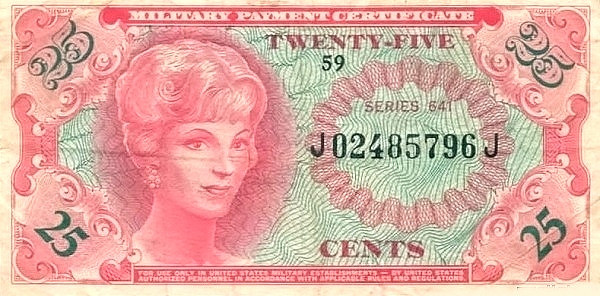 UNITED STATES OF AMERICA 25 Cents 1965 Pick M59 collectible banknote