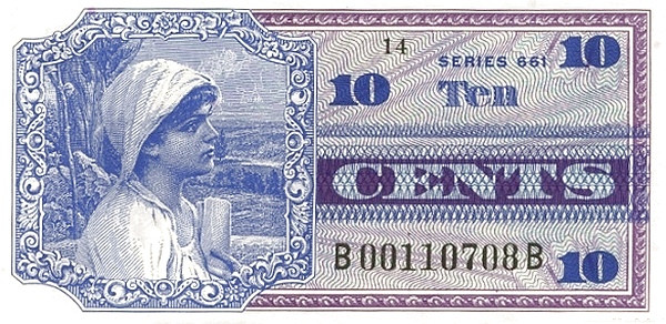 UNITED STATES OF AMERICA 10 Cents 1968 Pick M65 collectible banknote
