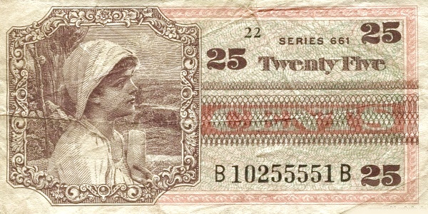 UNITED STATES OF AMERICA 25 Cents 1968 Pick M66 collectible banknote