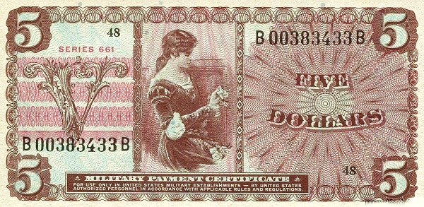 UNITED STATES OF AMERICA 5 Dollars 1968 Pick M69 collectible banknote