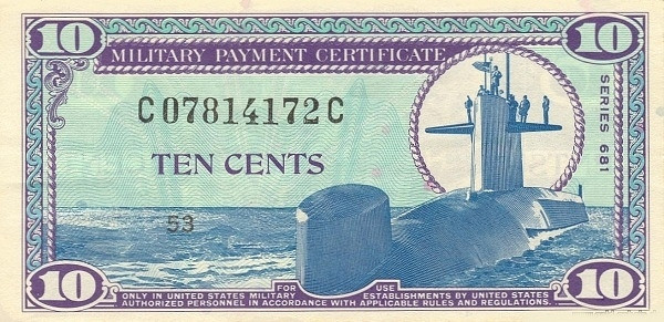 UNITED STATES OF AMERICA 10 Cents 1969 Pick M76 collectible banknote