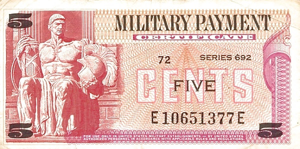 UNITED STATES OF AMERICA 5 Cents 1970 Pick M91 collectible banknote