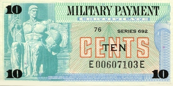 UNITED STATES OF AMERICA 10 Cents 1970 Pick M92 collectible banknote