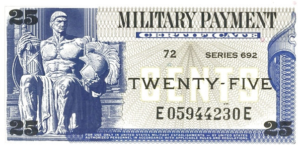 UNITED STATES OF AMERICA 25 Cents 1970 Pick M93 collectible banknote