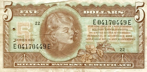 UNITED STATES OF AMERICA 5 Dollars 1970 Pick M96 collectible banknote