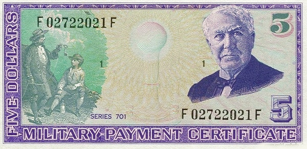 UNITED STATES OF AMERICA 5 Dollars 1970 Pick M104 collectible banknote