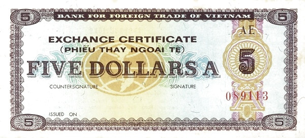VIETNAM 5 Dollars 1990 Pick FX9 collectible banknote