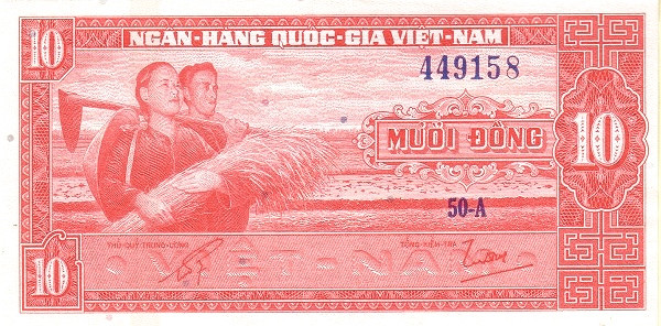 VIETNAM (SOUTH) 10 Dong 1962 Pick 5 collectible banknote