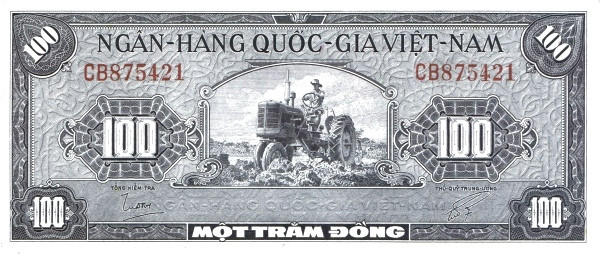 VIETNAM (SOUTH) 100 Dong 1955 Pick 8 collectible banknote