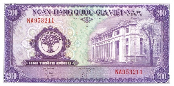 VIETNAM (SOUTH) 200 Dong 1958 Pick 9 collectible banknote