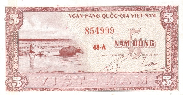 VIETNAM (SOUTH) 5 Dong 1955 Pick 13 collectible banknote