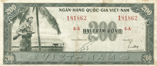 VIETNAM (SOUTH) 200 Dong 1955 Pick 14 collectible banknote
