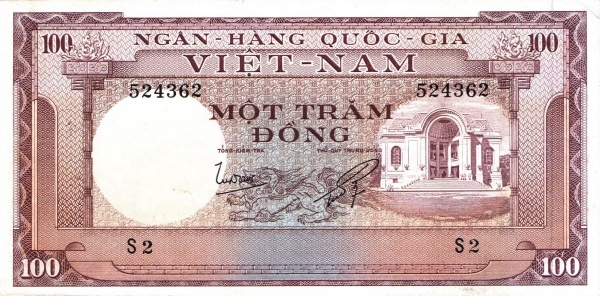 VIETNAM (SOUTH) 100 Dong 1966 Pick 18 collectible banknote