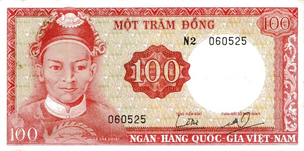 VIETNAM (SOUTH) 100 Dong 1966 Pick 19 collectible banknote