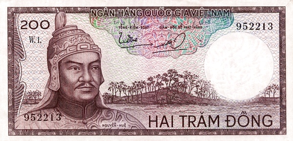 VIETNAM (SOUTH) 200 Dong 1966 Pick 20 collectible banknote