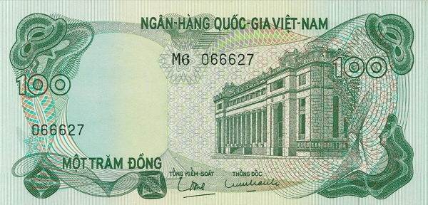 VIETNAM (SOUTH) 100 Dong 1970 Pick 26 collectible banknote