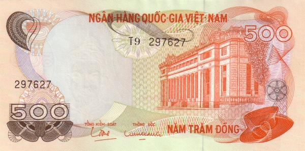 VIETNAM (SOUTH) 500 Dong 1970 Pick 28 collectible banknote