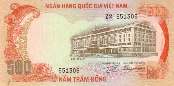 VIETNAM (SOUTH) 500 Dong 1972 Pick 33 collectible banknote