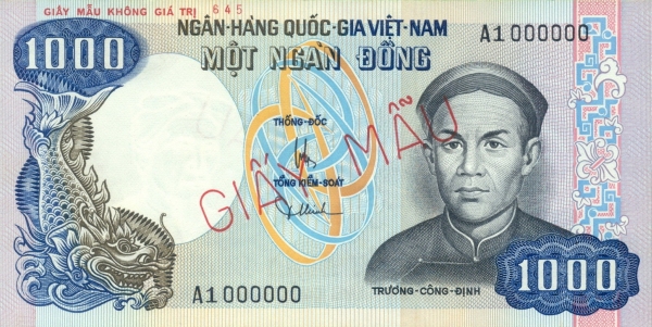 VIETNAM (SOUTH) 1000 Dong 1972 Pick 34A collectible banknote