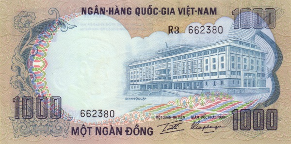 VIETNAM (SOUTH) 1000 Dong 1972 Pick 34 collectible banknote