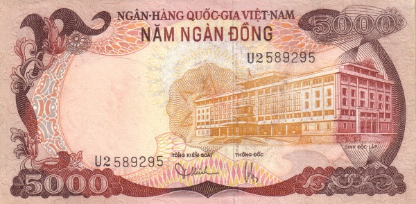 VIETNAM (SOUTH) 5000 Dong 1975 Pick 35 collectible banknote