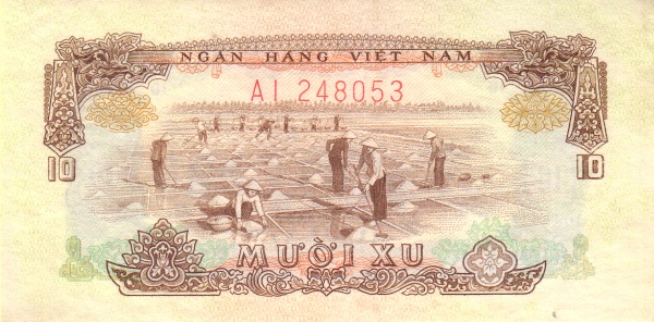 VIETNAM (SOUTH) 10 Xu 1966 Pick 37 collectible banknote