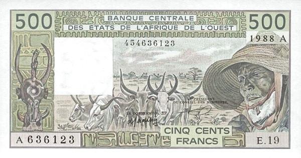 WEST AFRICAN STATES – CÔTE D’IVOIRE / IVORY COAST 500 Francs 1979 Pick 106A collectible banknote