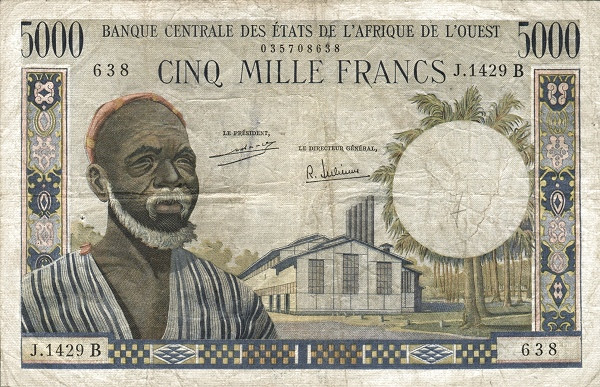 WEST AFRICAN STATES – DAHOMEY / BÉNIN 5000 Francs 1961 Pick 204B
